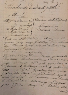 Opinia Wydziału Prawa Uniwersytetu Jagiellońskiego w sprawie gminy Myślachowice o dziesięcinę z 6 X 1821 r.