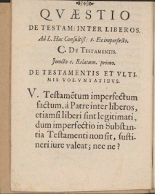 Qvæstio De Testamentis inter Liberos