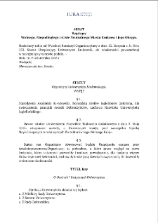 Statut Organiczny Uniwersytetu Krakowskiego z dnia 16 października 1818 r. (transcriptio)