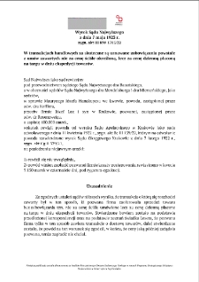 Wyrok Sądu Najwyższego z dnia 7 maja 1923 r. sygn. akt III RW 1705/22