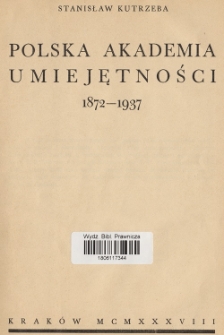 Polska Akademia Umiejętności 1872-1937