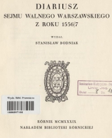 Diariusz Sejmu Walnego Warszawskiego z roku 1556/7