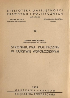 Stronnictwa polityczne w państwie współczesnym