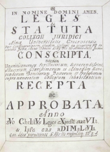 Statutes of Collegium Iuridicum of 1719 (Jagiellonian University Archives, 53)