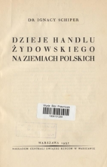 Dzieje handlu żydowskiego na ziemiach polskich