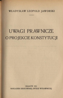 Uwagi prawnicze o projekcie konstytucji