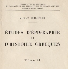 Études d'épigraphie et d'histoire Grecques. T. 2