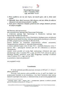 Wyrok Sądu Najwyższego z dnia 17 kwietnia 1928 r. sygn. akt III Rw 731/28