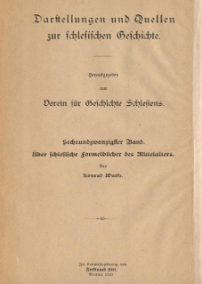 Über schlesische Formelbücher des Mittelalters