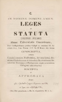 Statutum XIX. De tempore lectionis domini senioris Bursae Iurisperitorum et non usurpatione eorum quae spectant ad formales collegas iuridicos (edited version by P. Burzynski)