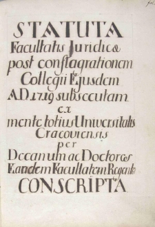 Statutum I. De tempore et modo electionis decani facultatis (Jagiellonian University Archives, 54)