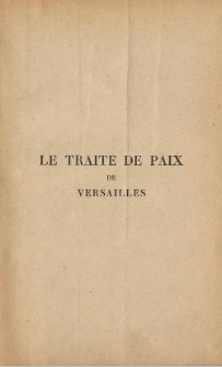 Le traité de paix de Versaille