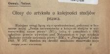 Głosy do artykułu o kolejności studj&oacute;w prawa