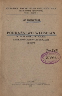 Poddaństwo włościan w XVIII wieku w Polsce i niektórych innych krajach Europy