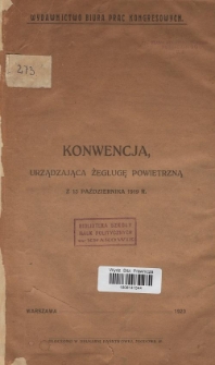 Konwencja, urządzająca żeglugę powietrzną z 13 października 1919 r.