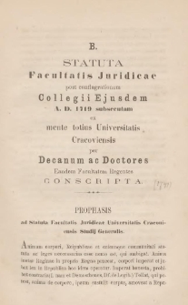 Statutum XIV. De Juramento per Ingredientem Professorem praestando (edited version by P. Burzynski)