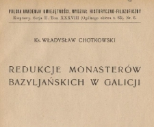 Redukcje monasterów bazyljańskich w Galicji