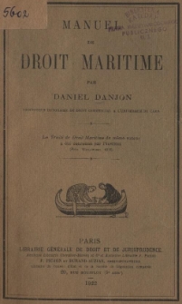 Manuel de droit maritime