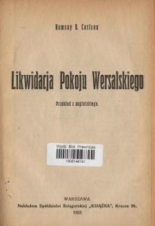 Likwidacja Pokoju Wersalskiego