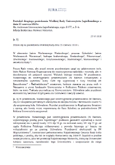Protokół drugiego posiedzenia Wielkiej Rady Uniwersytetu Jagiellońskiego z dnia 25 czerwca 1818 r.