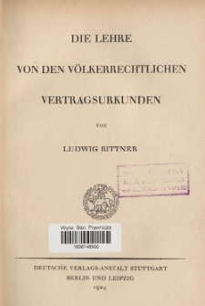 Die Lehre von den völkerrechtlichen Vertragsukunden