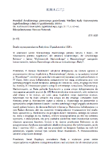 Minutes of the twenty-first meeting of the Grand Council of the Jagiellonian University of October 13, 1820