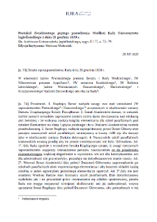Minutes of the twenty-fifth meeting of the Grand Council of the Jagiellonian University of December 28, 1820