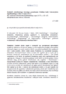 Minutes of the Forty-Third Meeting of the Great Council of the Jagiellonian University of May 15, 1822.