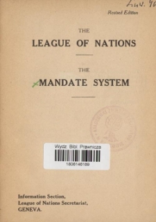 The League of Nations. The mandate system