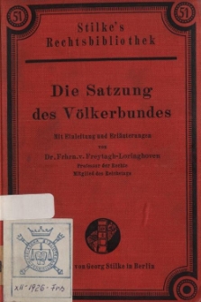 Die Satzung des Völkerbundes