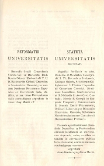 Statute of Jagiellonina University of 22 March 1724 (Waleszyński's Statutes)(edited version by J. Szujski)