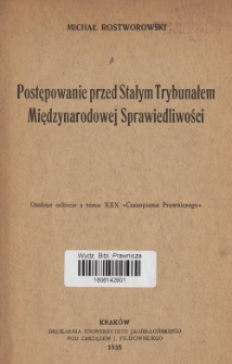 Postępowanie przed Stałym Trybunałem Międzynarodowej Sprawiedliwości