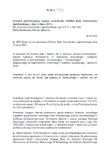 Minutes of the fifty-fifth meeting of the Grand Council of the Jagiellonian University of 16 July 1822