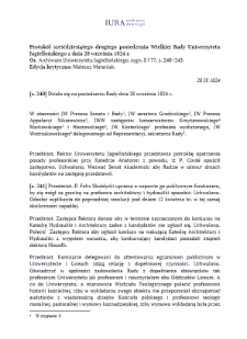 Minutes of the sixty-second meeting of the Grand Council of the Jagiellonian University of 28 September 1824