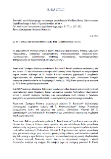 Minutes of the sixty-fourth meeting of the Grand Council of the Jagiellonian University of 13 October 1824
