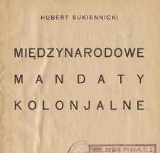 Międzynarodowe mandaty kolonjalne