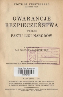 Gwarancje bezpieczeństwa według Paktu Ligi Narod&oacute;w