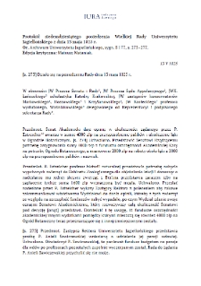 Protok&oacute;ł siedemdziesiątego posiedzenia Wielkiej Rady Uniwersytetu Jagiellońskiego z dnia 13 maja 1825 r.