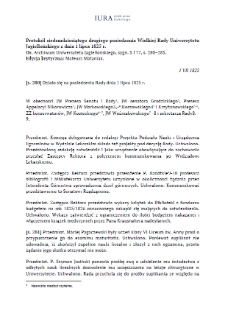 Minutes of the Seventy-Second Session of the Great Council of the Jagiellonian University of 1 July 1825