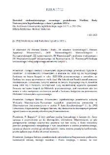 Minutes of the Seventy-Fourth Session of the Great Council of the Jagiellonian University of 1 December 1825