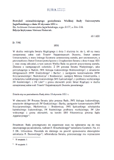 Minutes of the Eightieth Session of the Great Council of the Jagiellonian University of 10 January 1831