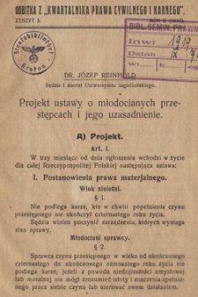 Projekt ustawy o młodocianych przestępcach i jego uzasadnienie