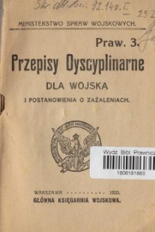 Przepisy dyscyplinarne dla wojska i postanowienia o zażaleniach