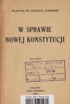 W sprawie nowej konstytucji