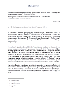 Minutes of the Eighty-Eighth Session of the Great Council of the Jagiellonian University of 17 September 1831