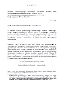 Minutes of the Eighty-Ninth Session of the Great Council of the Jagiellonian University of 27 September 1831