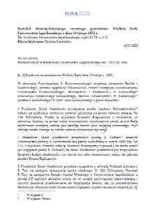 Minutes of the Ninety-Fourth Session of the Great Council of the Jagiellonian University of 10 February 1832
