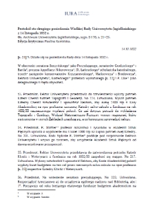 Minutes of the One Hundred and Second Session of the Great Council of the Jagiellonian University of 14 November 1832