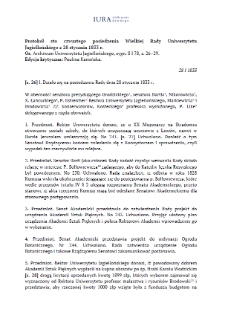 Minutes of the One Hundred and Fourth Session of the Great Council of the Jagiellonian University of 28 January 1833