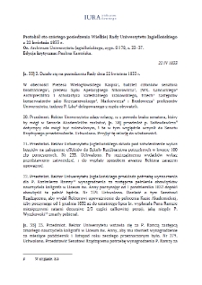 Minutes of the One Hundred and Sixth Session of the Great Council of the Jagiellonian University of 22 April 1833